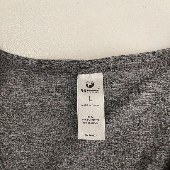 90 Degree By Reflex T-Shirt Women's Large Gray V-Neck Short Sleeve Athletic Top - Picture 6 of 7
